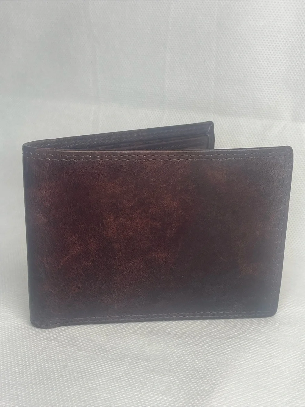 Vera Pelle Genuine Leather Bifold Wallet Marbleized Brown Brick Multi-Slot Card